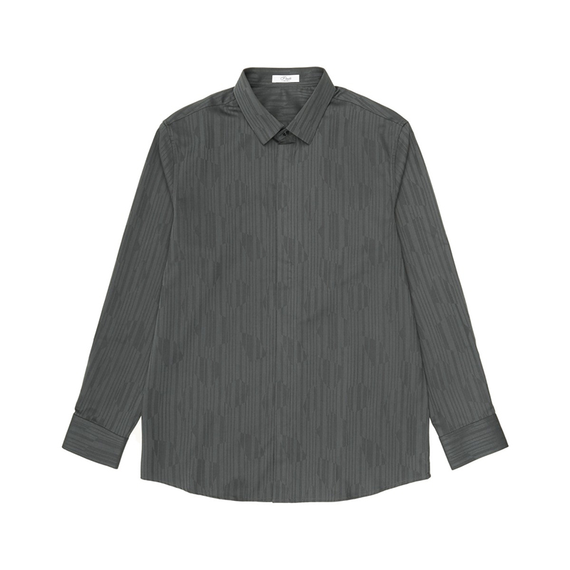 商务绅士风条纹衬衫男长袖翻领