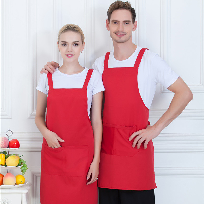 专用围裙定制印logo绣字餐厅超市水果奶茶饭店火锅店服务员围裙女