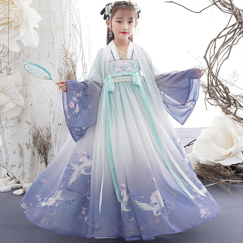 女童汉服连衣裙春装新款2023仙女儿童民族表演服明制国风洋气春秋