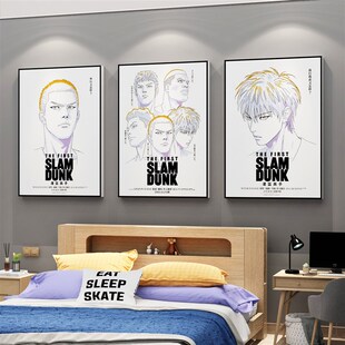 灌篮高手男生孩卧室墙面装 饰挂画房间布置床头球海报主题墙贴纸
