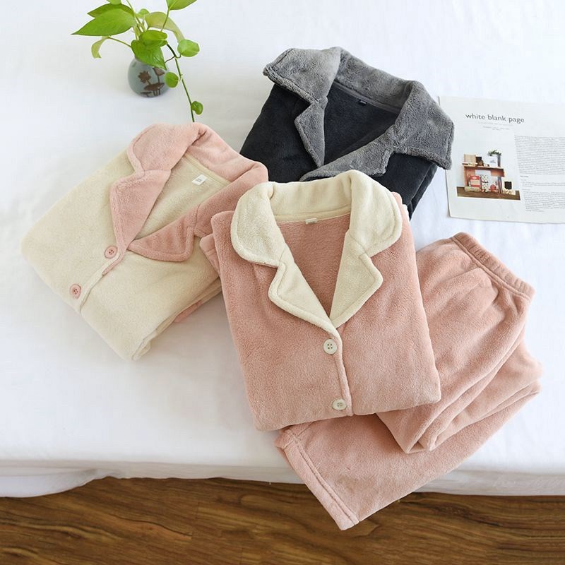 情侣睡衣男女秋冬加绒加厚珊瑚绒家居服加大码新款法兰绒保暖套装