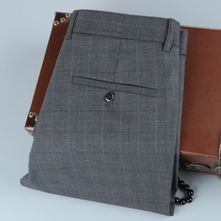 休闲裤 修身 直筒西装 晴旭春夏季 免烫2024商务格子裤 男士 男裤 男 薄款