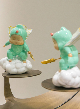 稀奇艺术《平步青云》财神家居装饰电视柜关公小摆件礼物卡通创意