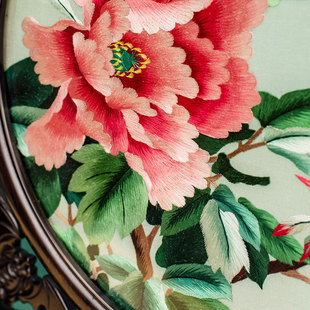 新中式茶几摆件手工双面绣摆台古典酒柜装饰品台屏中国风苏绣送礼