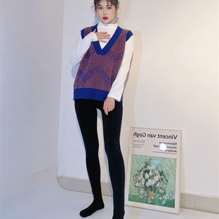 飘花伊人春秋打底袜中厚女绒爪毛纯棉薄绒连裤 袜8295 袜踩脚一体裤