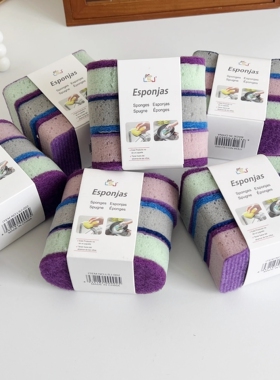 出口 一卡3个装 清洁海绵擦加厚高密度双面厨房百洁布吸水刷碗锅