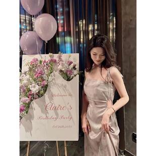 网红立体花艺迎宾牌婚礼指引牌立式展示架生日派对布置kt板定制