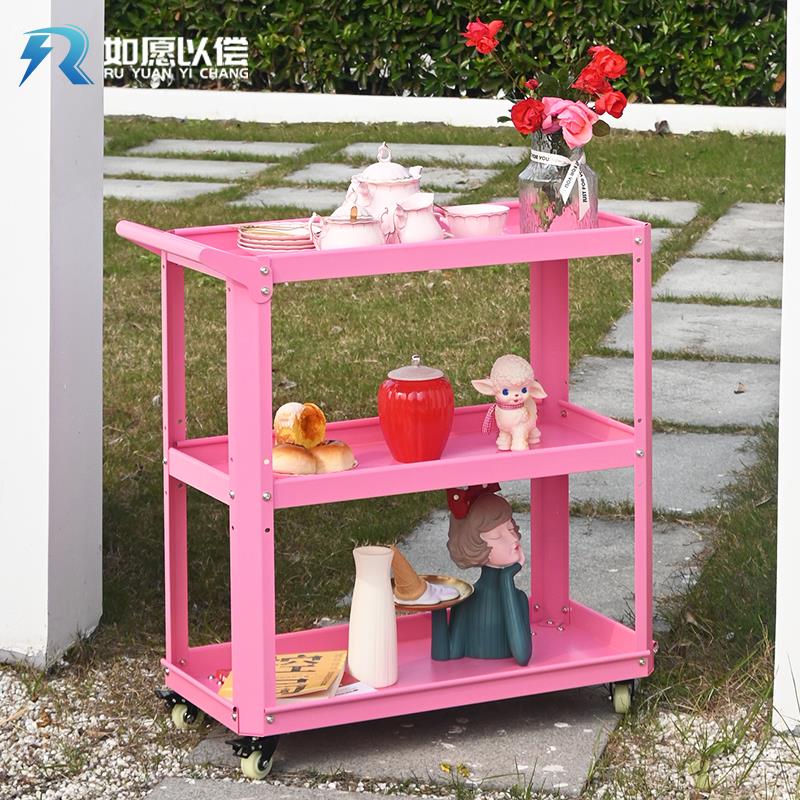 轻奢ins风餐厅咖啡厅图书绿植小推车置物架家用商用可移动收纳架g