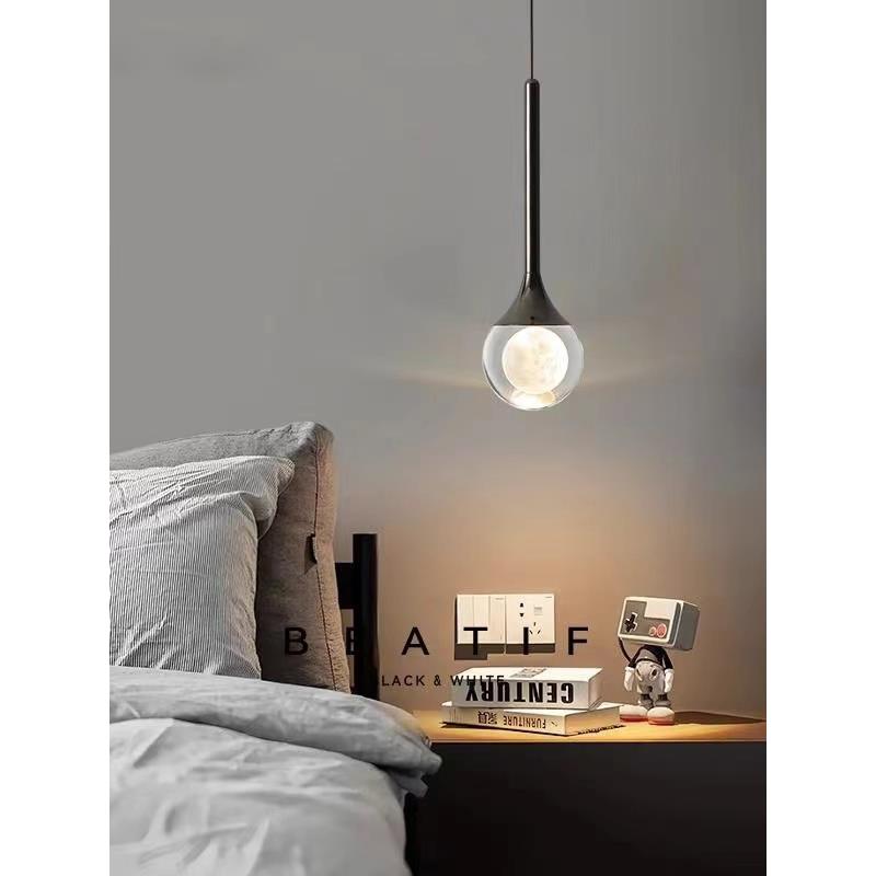 升降桌水晶月亮卧室床边小吊灯简单现代餐厅酒吧入口客厅背景壁灯