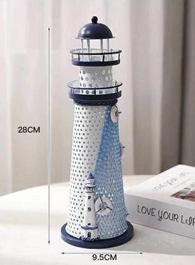 地中海风格灯塔摆件木质摆台装饰品海洋风小木塔环创道具模型摆设