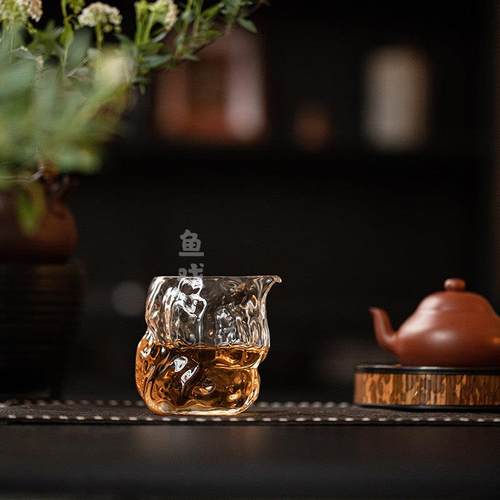 鱼戏锤纹加厚耐热玻璃公道杯家用核桃纹公杯泡茶杯匀杯分茶器茶海