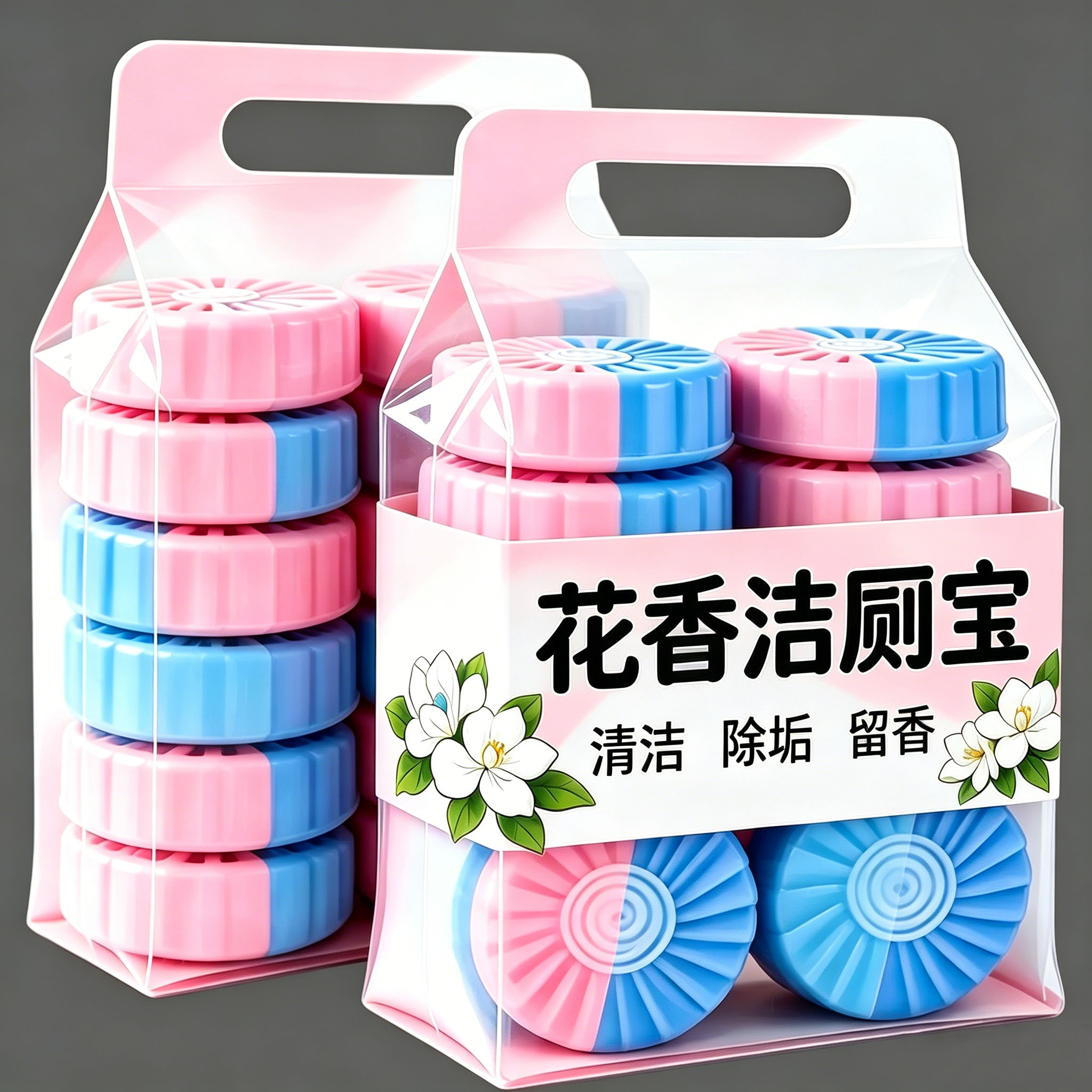 50块玫瑰香厕所卫生间马桶洁厕宝蓝泡泡清洁剂除臭去异味洁厕凝胶