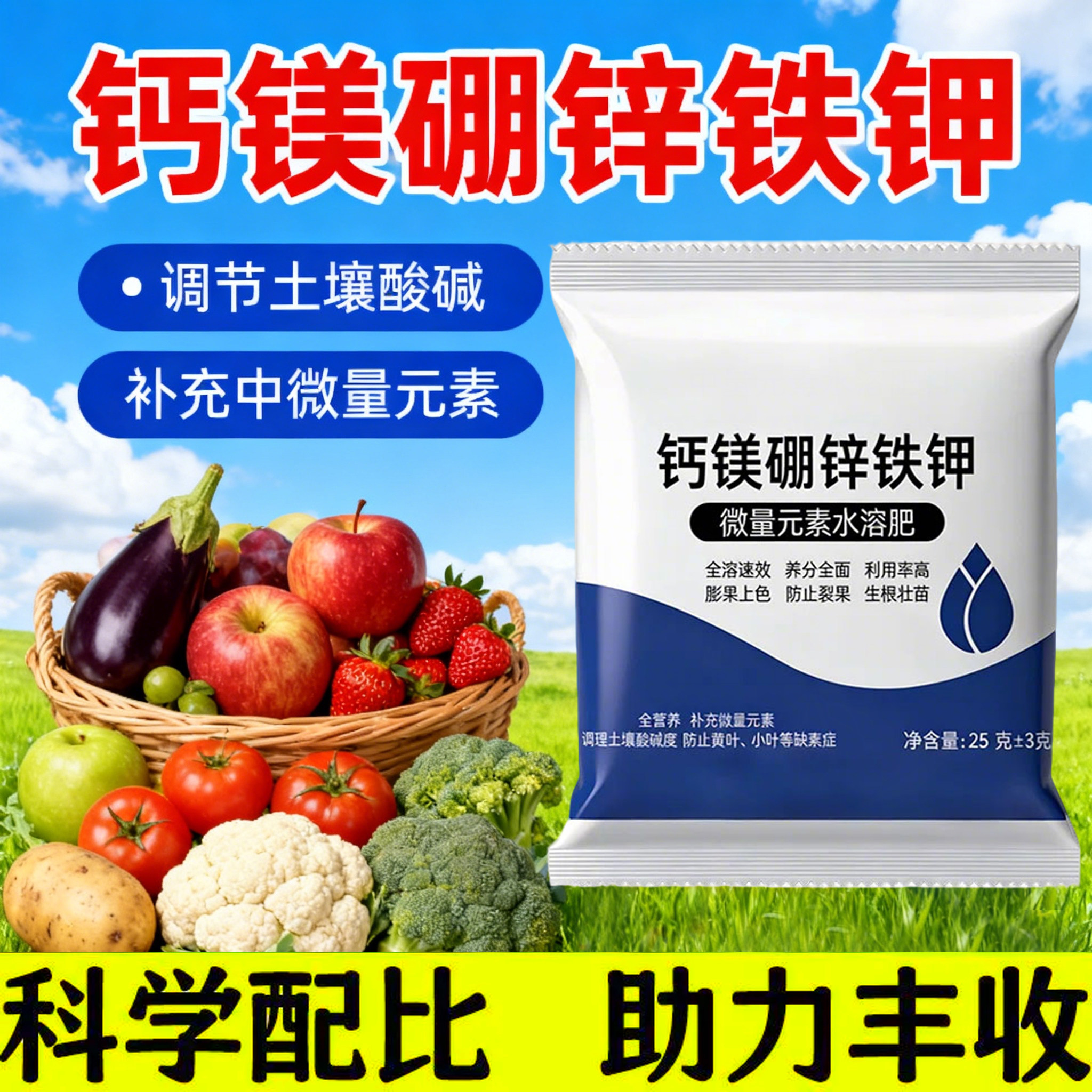 钙镁硼锌铁钾中量元素水溶肥