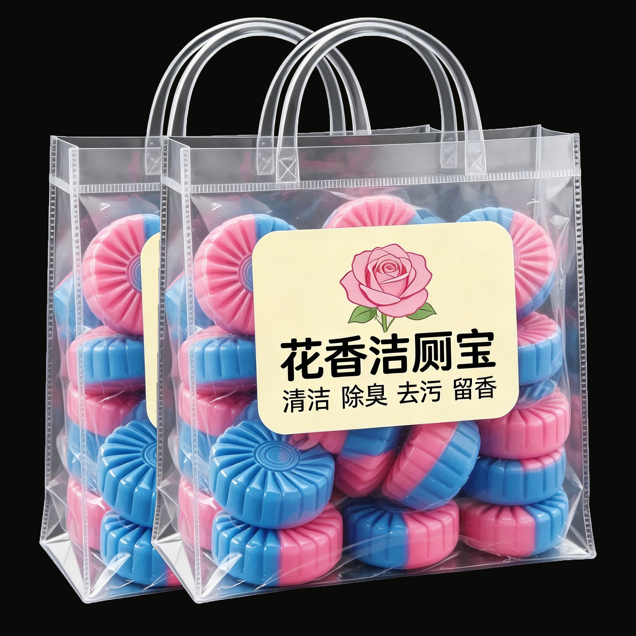 双效玫瑰洁厕块蓝泡泡洁厕