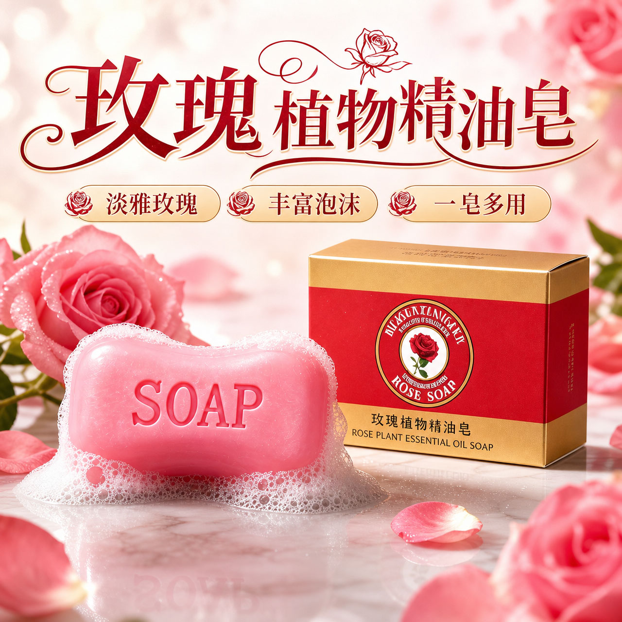 玫瑰香水皂洗澡香皂洗脸洁面