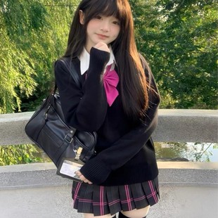 猫看花德兰西针织衫毛衣jk制服秋款校供感新款芭比JK短裙日系穿搭