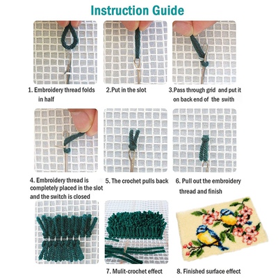 极速3D Flower Bird Latch Hwook Rug Kits Canvas Printing For