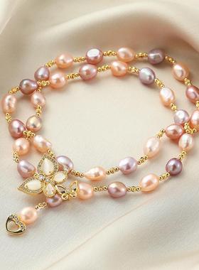 极速珍珠淡水项链颈链时尚巴洛克手链满天星锁骨链戴拉Y女吊坠款