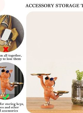 极速Resin Dog Statue 2 Metal Trays CoolM Bulldog Ornament
