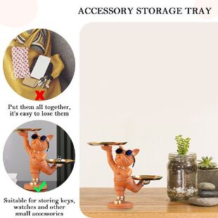 极速Resin Dog Statue 2 Metal Trays CoolM Bulldog Ornament