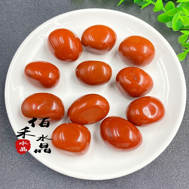 极速天然红碧玉蛋形把玩鸡血石水晶原石鱼缸花盆造景X装饰石矿石