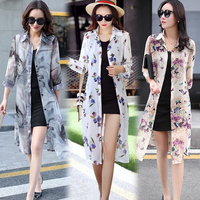 极速TingYiLi Wokmen Cardigan Summer Flower Print Boho Beach