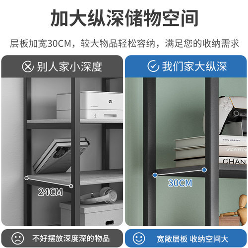 极速美式置物架办公室隔断展示架落地多J层书架客厅简约屏风铁艺