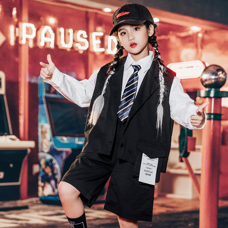模特走秀时装女童西装外套小学生2025新款N洋气黑色钢琴演出服男