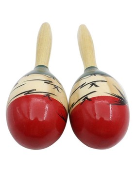 极速1 Pair Wooden Maracas Rumba Shakers RattPles Maraca Sand
