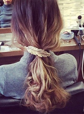 极速New Alloy Vintage Hair Clip FeathHer Leaf Shape Barrette