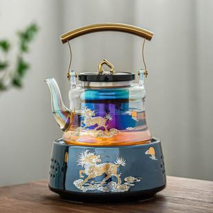 家用蒸汽茶炉自动电陶炉煮茶壶网红茶具 焕彩大容量玻璃煮茶器套装