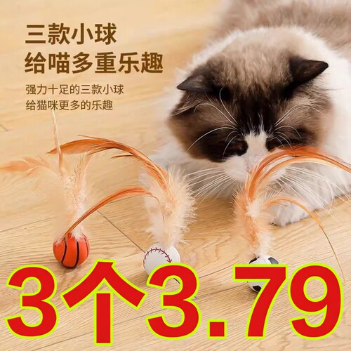 猫咪逗猫棒磨牙趣味弹力球