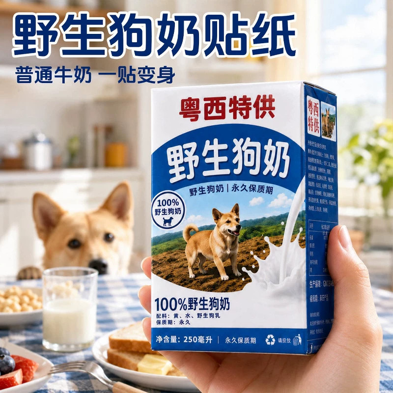 粤西野生狗奶不干胶整蛊贴纸