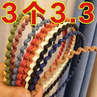 发箍女百搭外出网红韩国莫兰迪色波浪头箍韩版 简约方便面发捆发卡