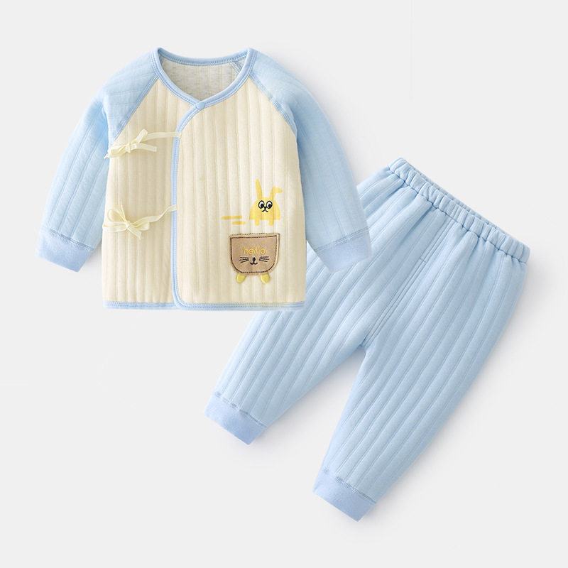 婴儿保暖两件套无骨秋衣裤纯棉内衣套装新生儿童宝宝夹棉系带衣服,童装/婴儿装/亲子装,内衣套装,淘宝优惠券,粉丝福利购,淘宝优惠卷