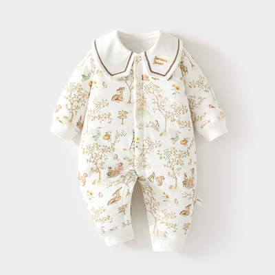 婴儿连体衣女宝衣服秋冬季60克夹棉男宝纯棉加厚保暖哈衣棉衣棉服