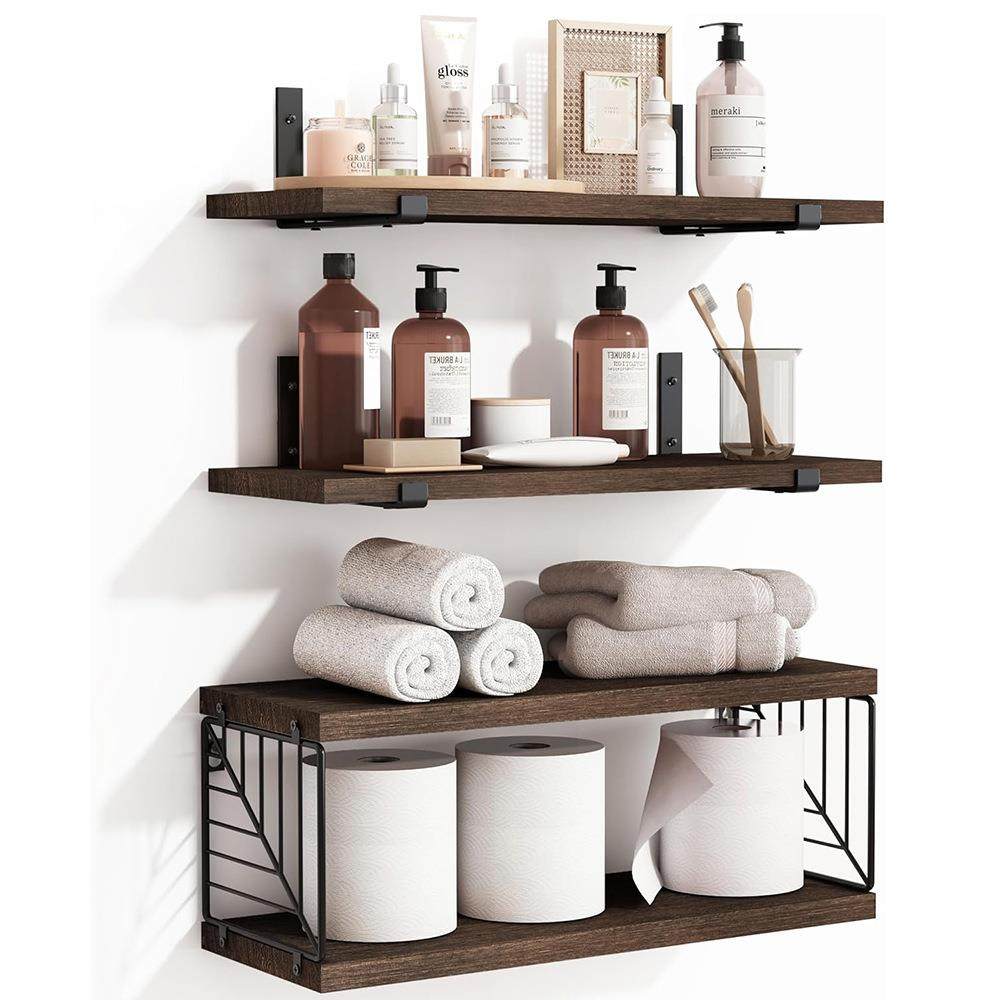 墙上置物架壁挂式毛巾架木质浴室收纳架客厅墙上置物架挂壁式