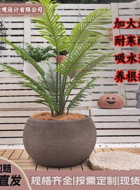 包邮黑色陶瓷花盆大口径紫砂陶罐创意多肉自吸水花盆庭院绿化摆件