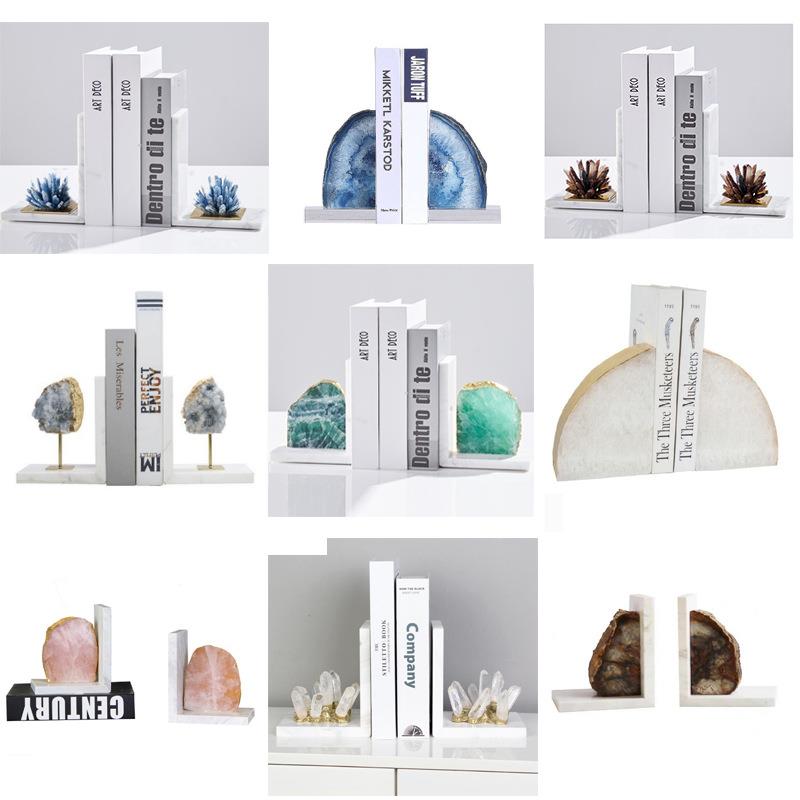 现代简约样板房间紫水晶书挡书立书靠摆件办公室书房家居装饰品