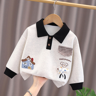 男童卫衣春秋装 新款 儿童男孩洋气翻领时髦上衣小童宝宝长袖 POLO衫