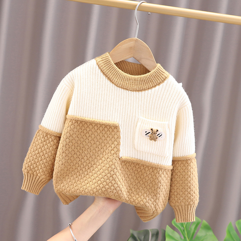 男童加绒加厚毛衣保暖打底衫