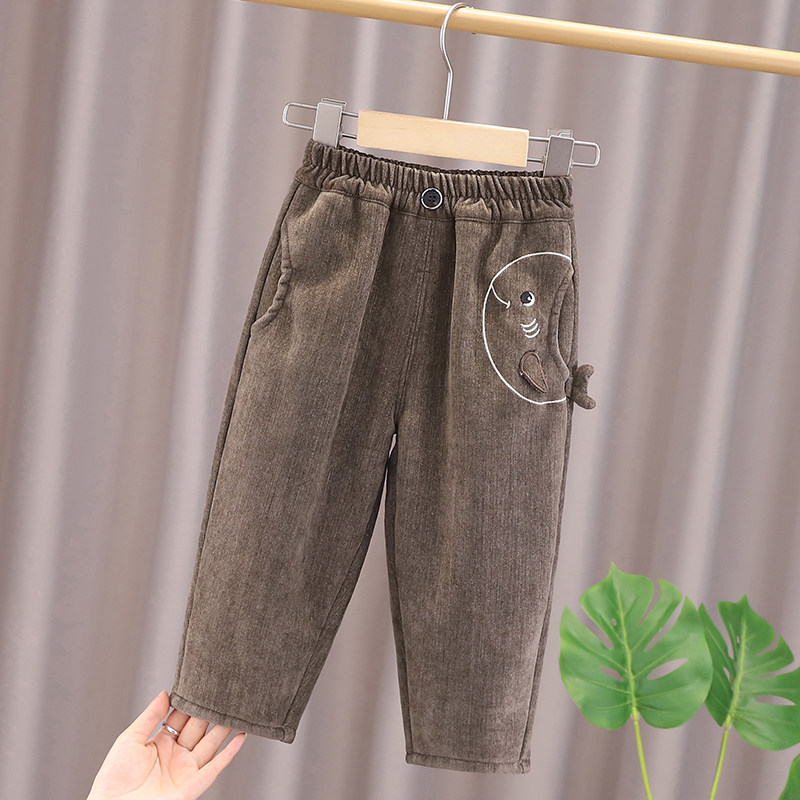 男童加绒加厚裤子秋冬装新款