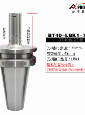普斯特可调式双刃锯齿粗镗刀RBH20-25/BT40数控刀柄BT40-LBK3-95L
