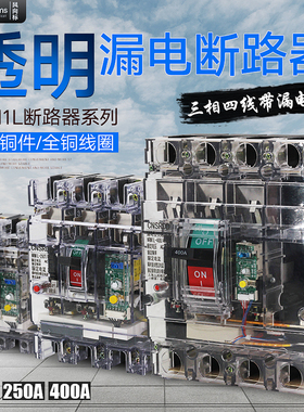 人民透明塑壳漏电断路j器CM1LE-100 100A 250A 400A4P工地专用漏