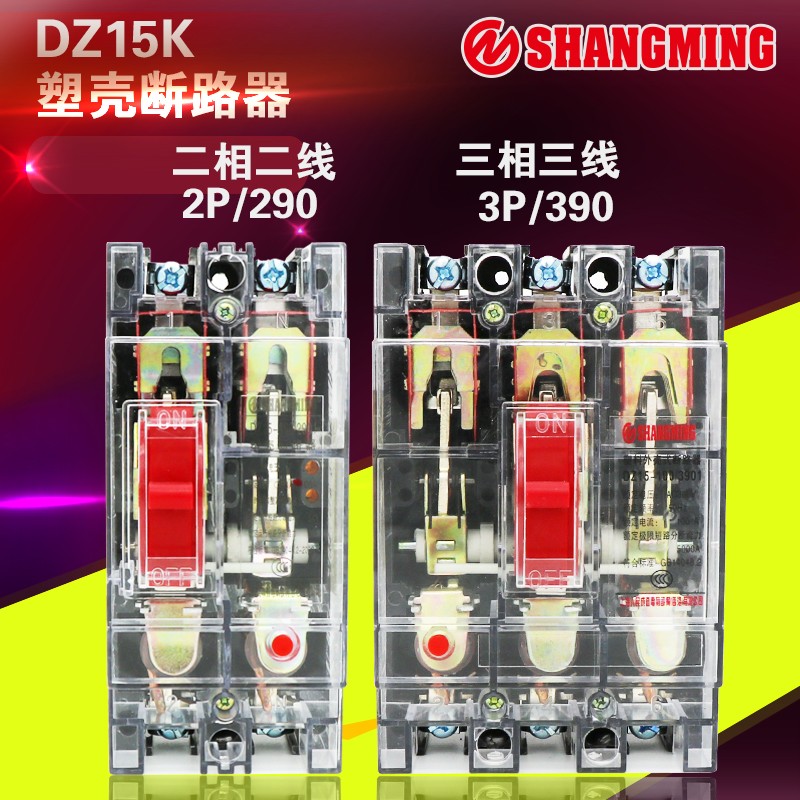 人民电气塑壳断路器DZ15-100/290 32A40A63A100A单相V220V空气开
