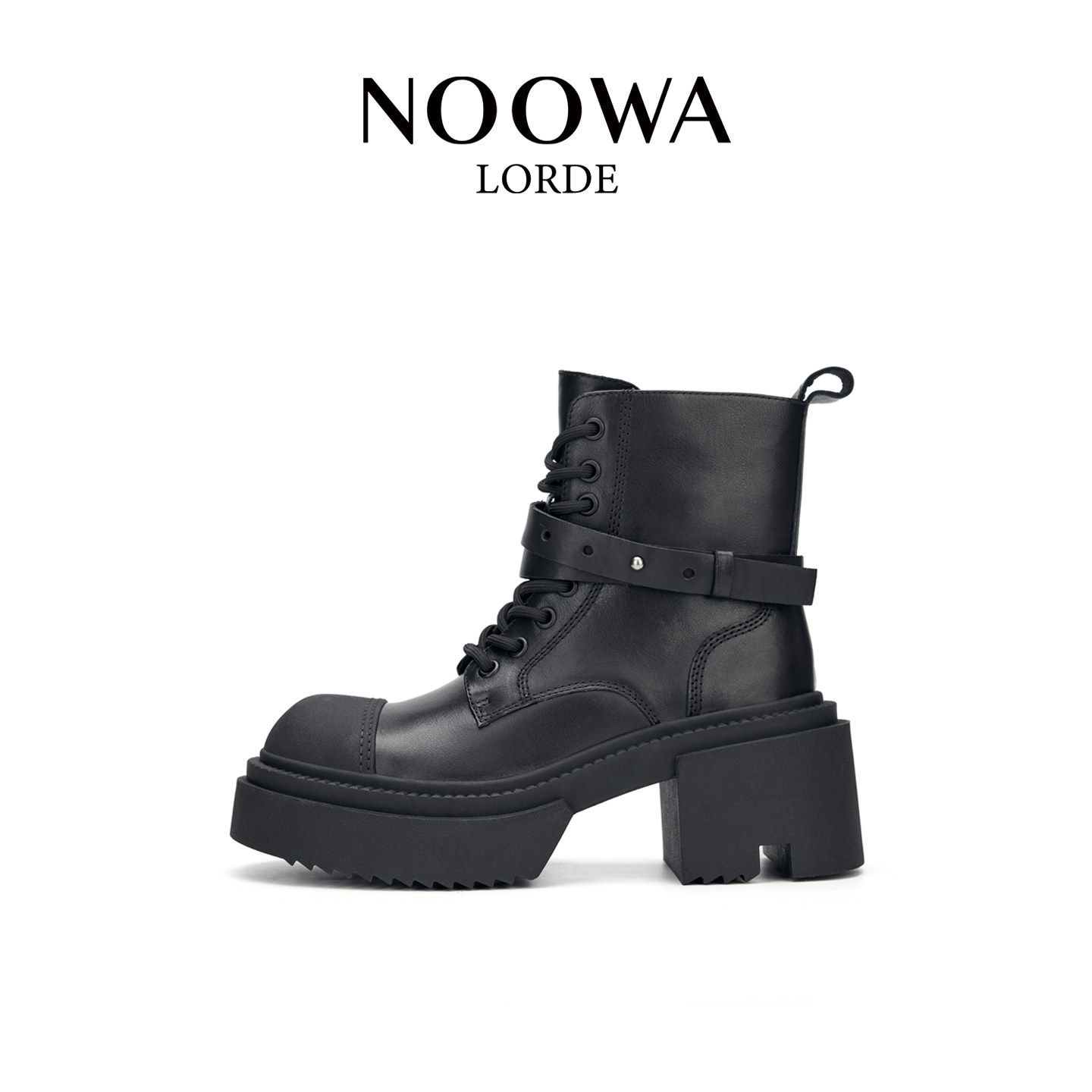 NOOWA设计师款真皮马丁靴女款2025新款英伦风粗跟增高皮带扣短靴,女鞋,马丁靴,淘宝优惠券,粉丝福利购,淘宝优惠卷