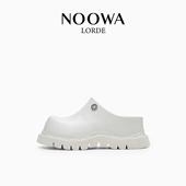 NOOWA厚底包头拖女2026春新款 真皮小个子增高轻便懒人一脚蹬拖鞋