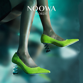 胎牛毛尖头气质高跟单鞋 NOOWA设计师款 异形跟新姿态2025早春新款