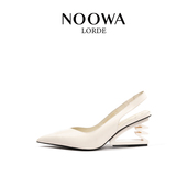 女2025款 真皮时尚 法式 NOOWA设计师原创异形跟尖头高跟凉鞋 高跟鞋