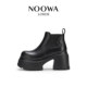 NOOWA粗跟切尔西靴女2025秋冬新款 真皮英伦增高显瘦百搭时尚 短靴